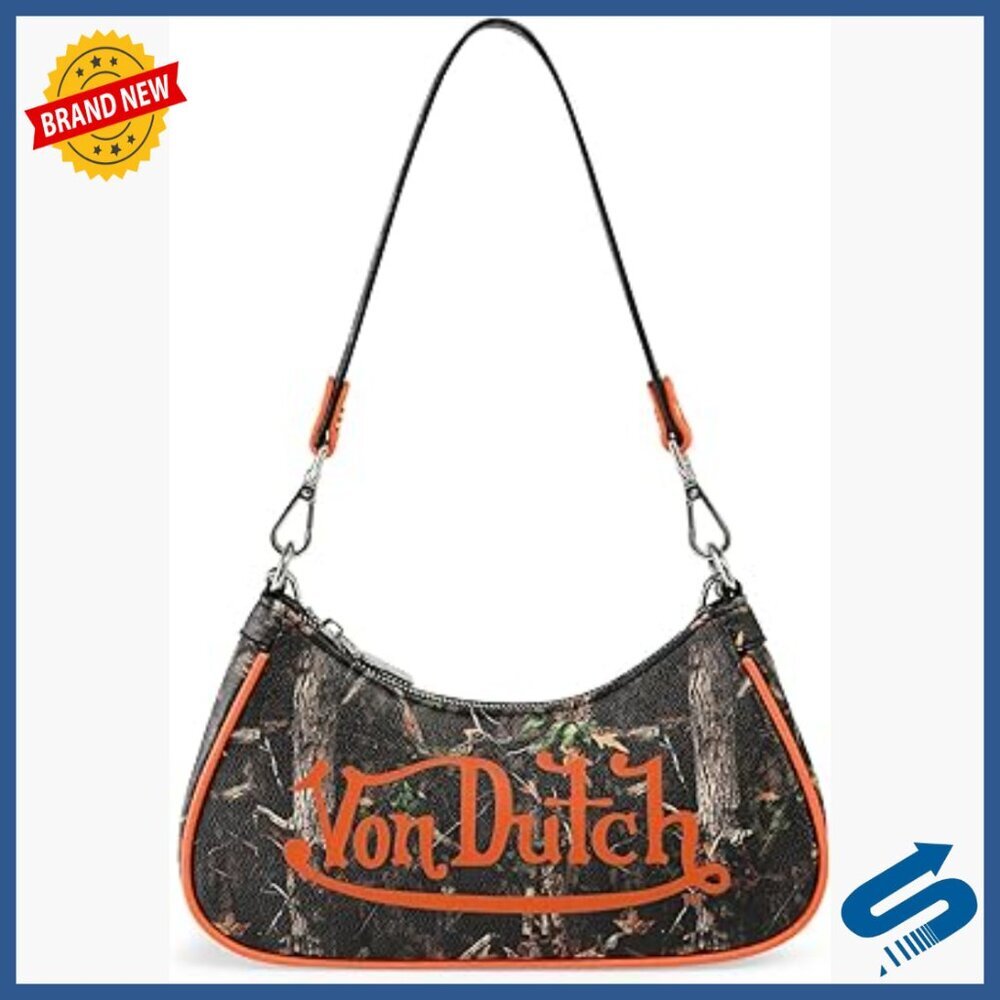 Small Vegan Leather Shoulder Bag with Detachable Chain Strap and Zipper Closure